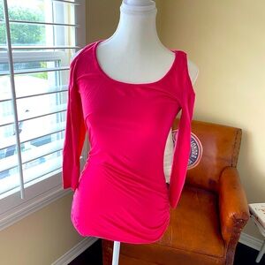 Boston Proper cotton shirt with peekaboo shoulders. Casual chic.